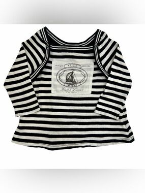 Ralph Lauren Baby Striped Knit Top Sailboat Boat patch Boat Neck Top 9 Months